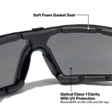 Klein Tools 03609 Low Profile Gasket Safety Glasses with Gray Lens and Removable Strap - 3