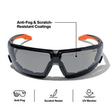 Klein Tools 03609 Low Profile Gasket Safety Glasses with Gray Lens and Removable Strap - 4