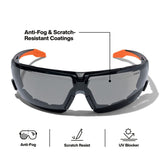 Klein Tools 03609 Low Profile Gasket Safety Glasses with Gray Lens and Removable Strap - 4