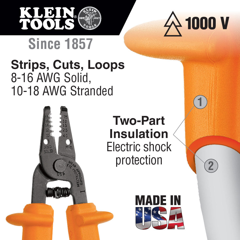 Klein 11045-INS Insulated Wire Stripper and Cutter - 5