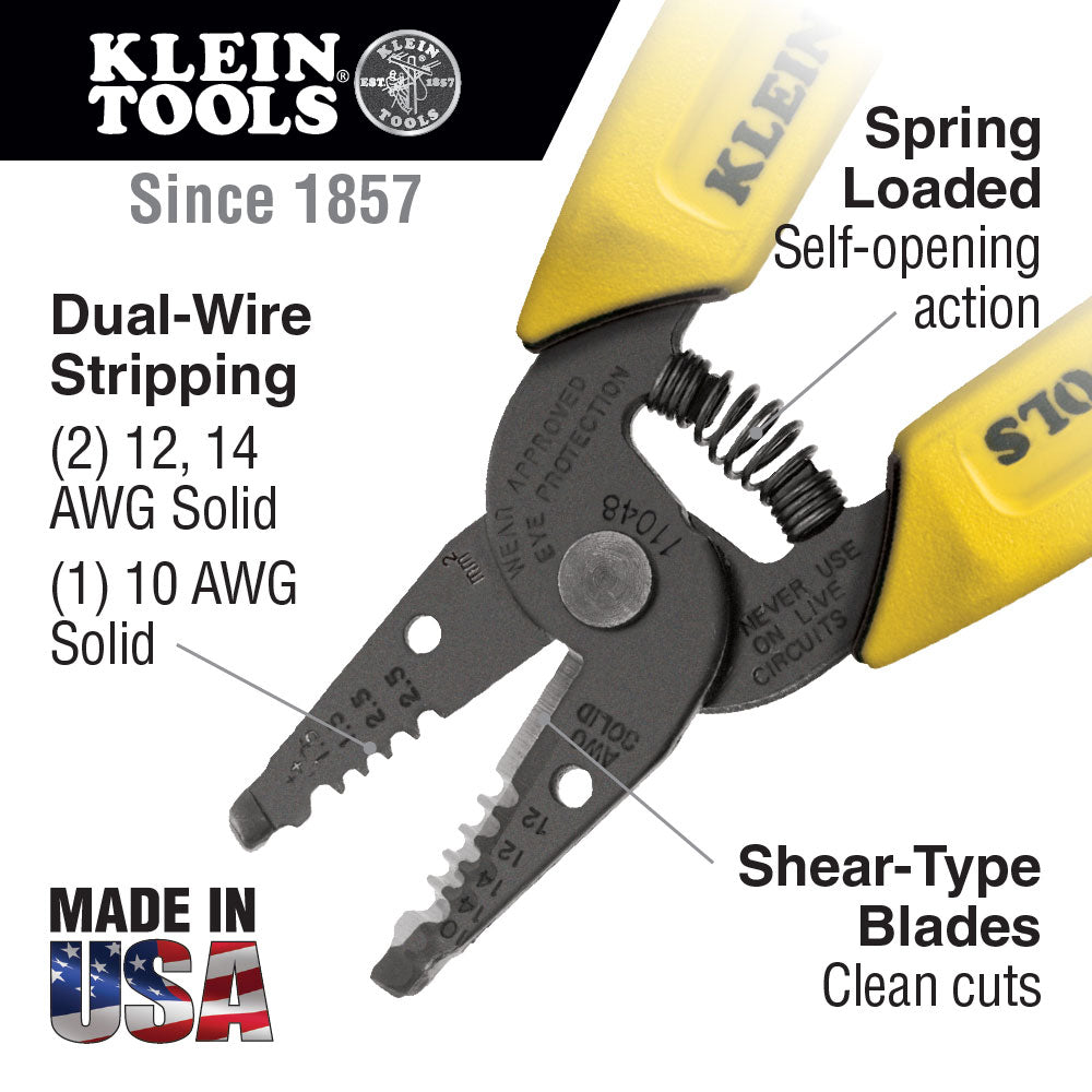 Klein 11048 Dual-Wire Stripper/Cutter for Solid Wire - 6