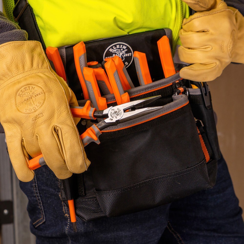 Klein 2038RINS Pliers, Long Nose Side-Cutters, Insulated, 8" - 8