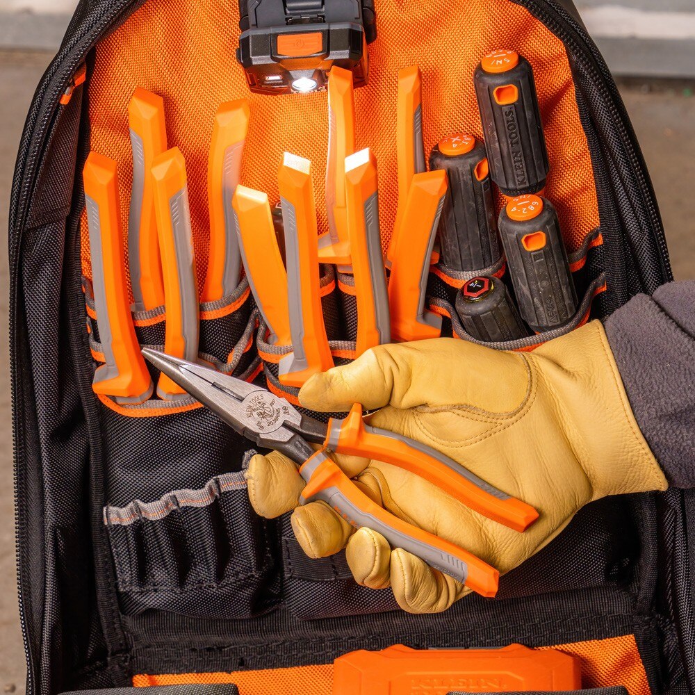 Klein 2038RINS Pliers, Long Nose Side-Cutters, Insulated, 8" - 10