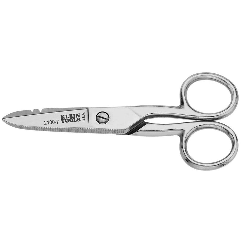 Klein 2100-7 Electrician's Scissors, Nickel Plated