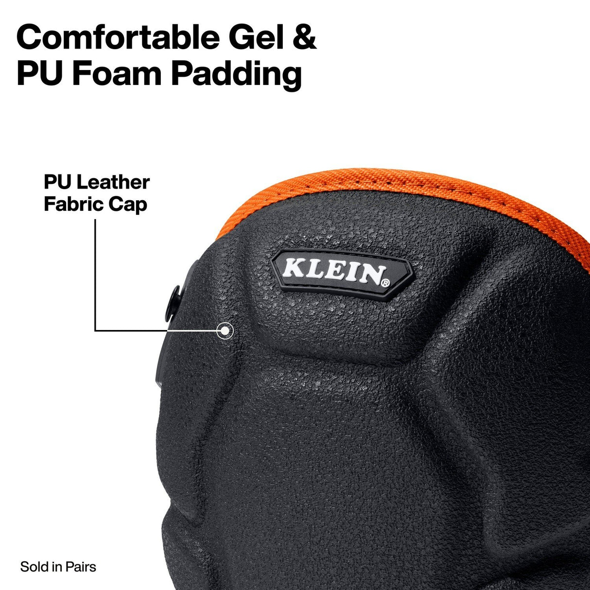 Klein 22082 Fabric Cap Knee Pads with Gel and PU Foam Padding - 2