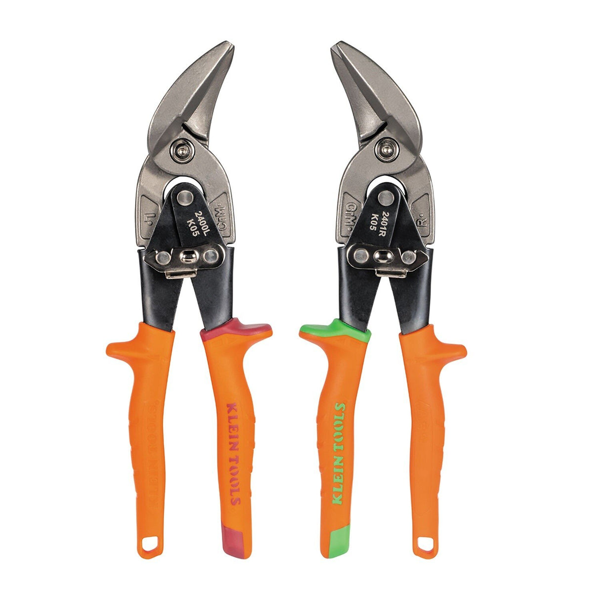 Klein 2403RL 12.5" Offset Aviation Snips with Left and Right Cutting Patterns (2 Pack)