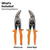 Klein 2403RL 12.5" Offset Aviation Snips with Left and Right Cutting Patterns (2 Pack) - 2