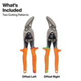 Klein 2403RL 12.5" Offset Aviation Snips with Left and Right Cutting Patterns (2 Pack) - 2