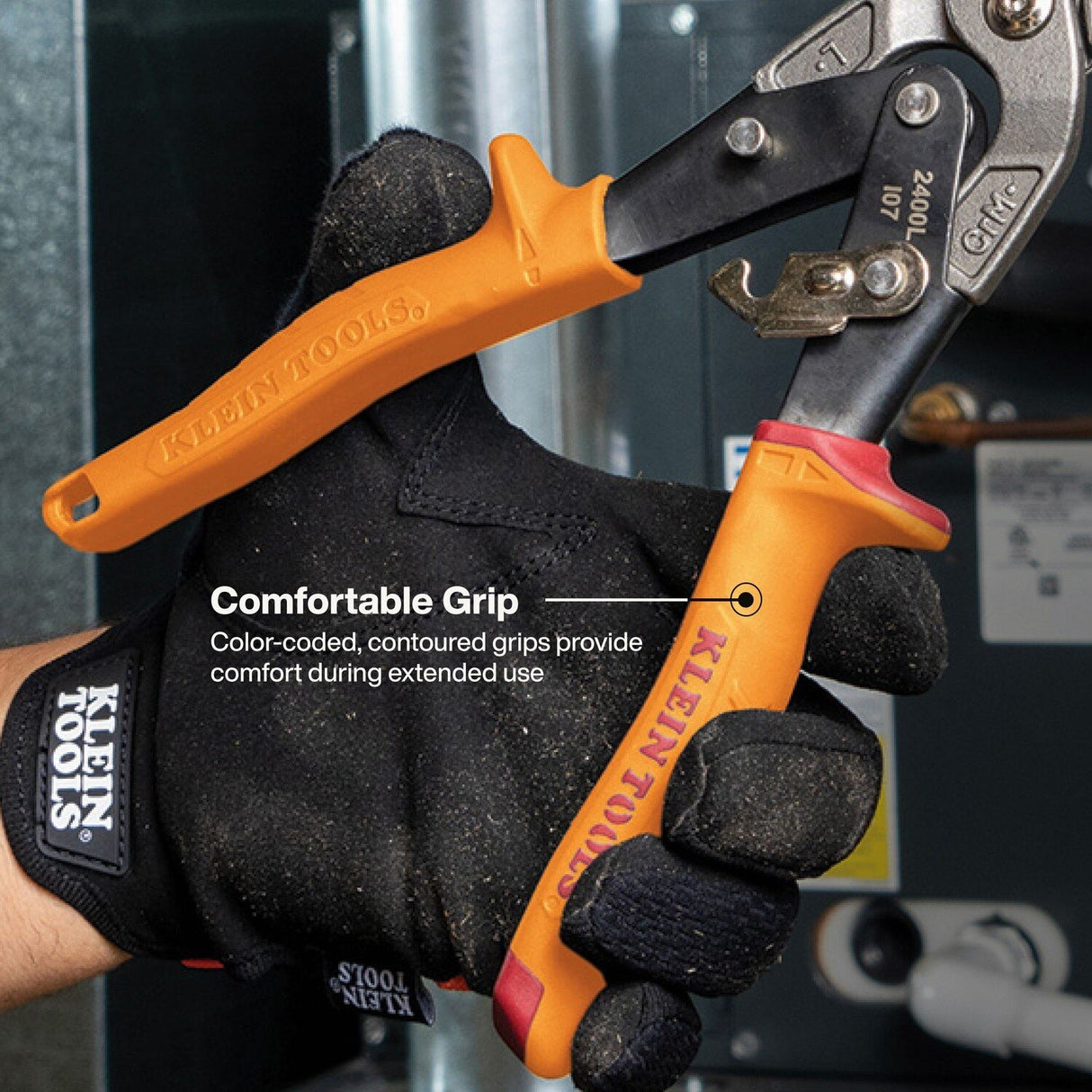 Klein 2403RL 12.5" Offset Aviation Snips with Left and Right Cutting Patterns (2 Pack) - 6