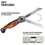 Klein Tools 31757 Folding Multi-Purpose Jab Saw 11.9" Overall Length with 6" Blades (4 Blades) - 2