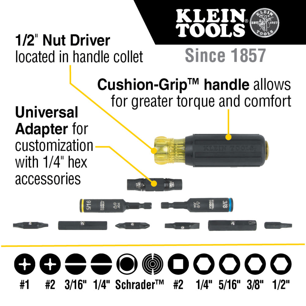 Klein 32527HD KNECTImpact-Rated HVAC Screwdriver / Nut Driver, 11-in-1 - 2