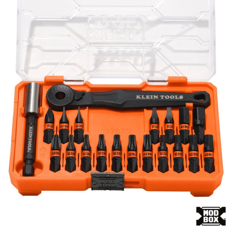 Klein Tools 32787S ProFlex micro ratchet impact bit set with magnetic bit holder and slim case (20 Piece)