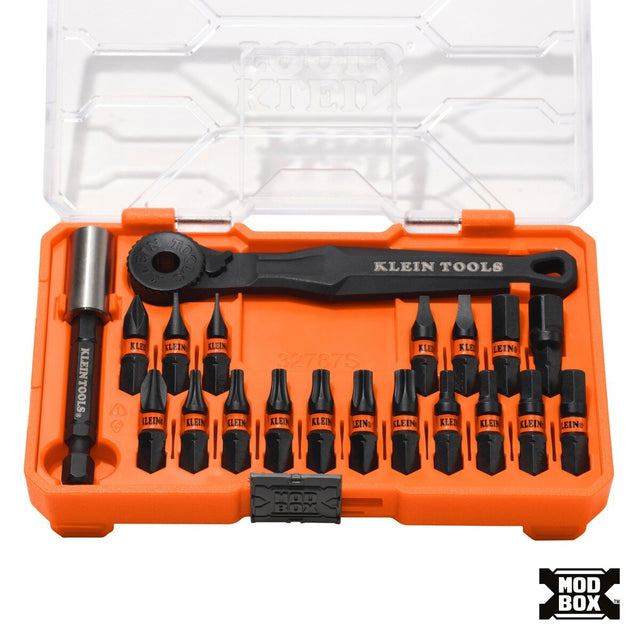 Klein Tools 32787S ProFlex micro ratchet impact bit set with magnetic bit holder and slim case (20 Piece)