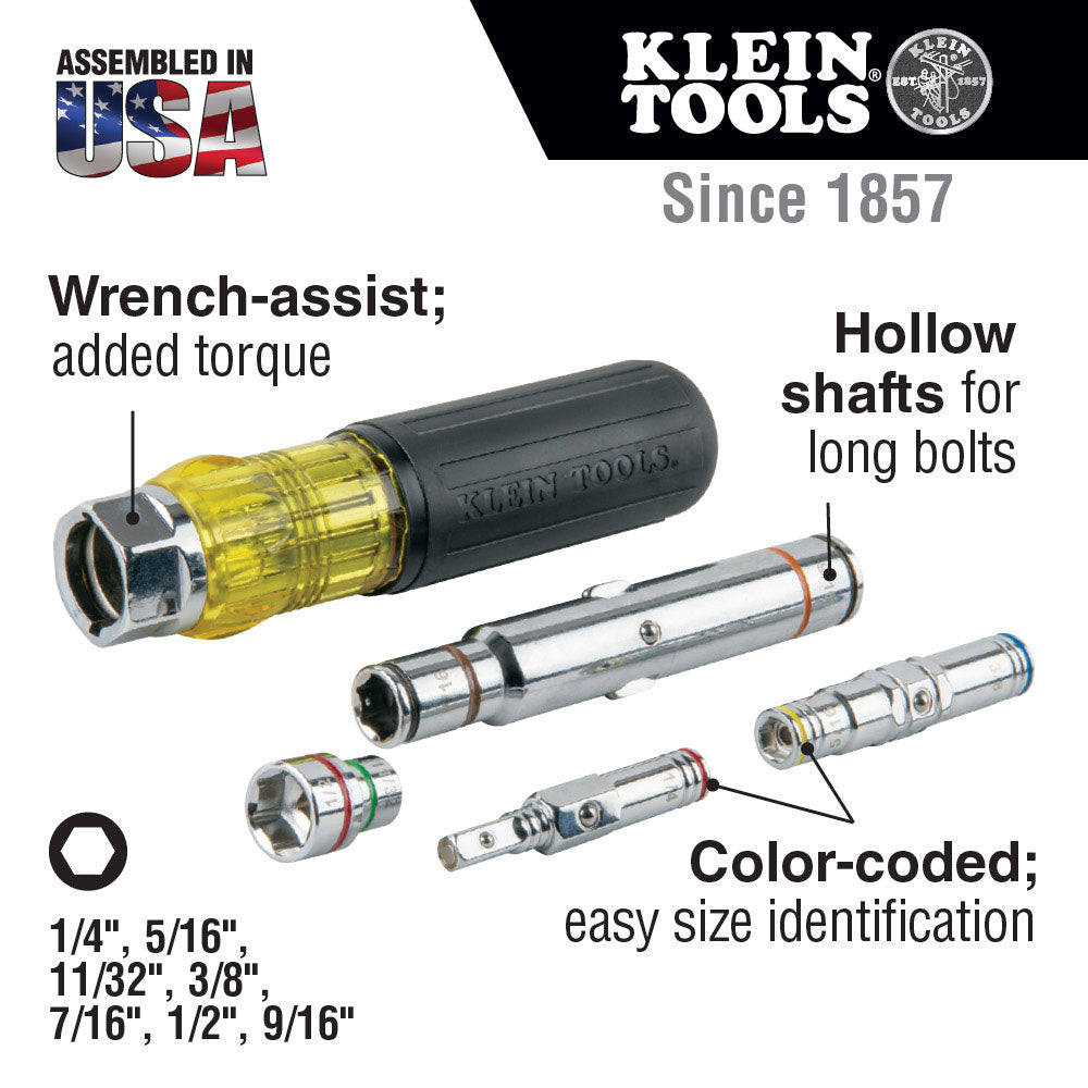 Klein 32807MAG 7-in-1 Multi-Bit Screwdriver / Nut Driver, Magnetic - 7