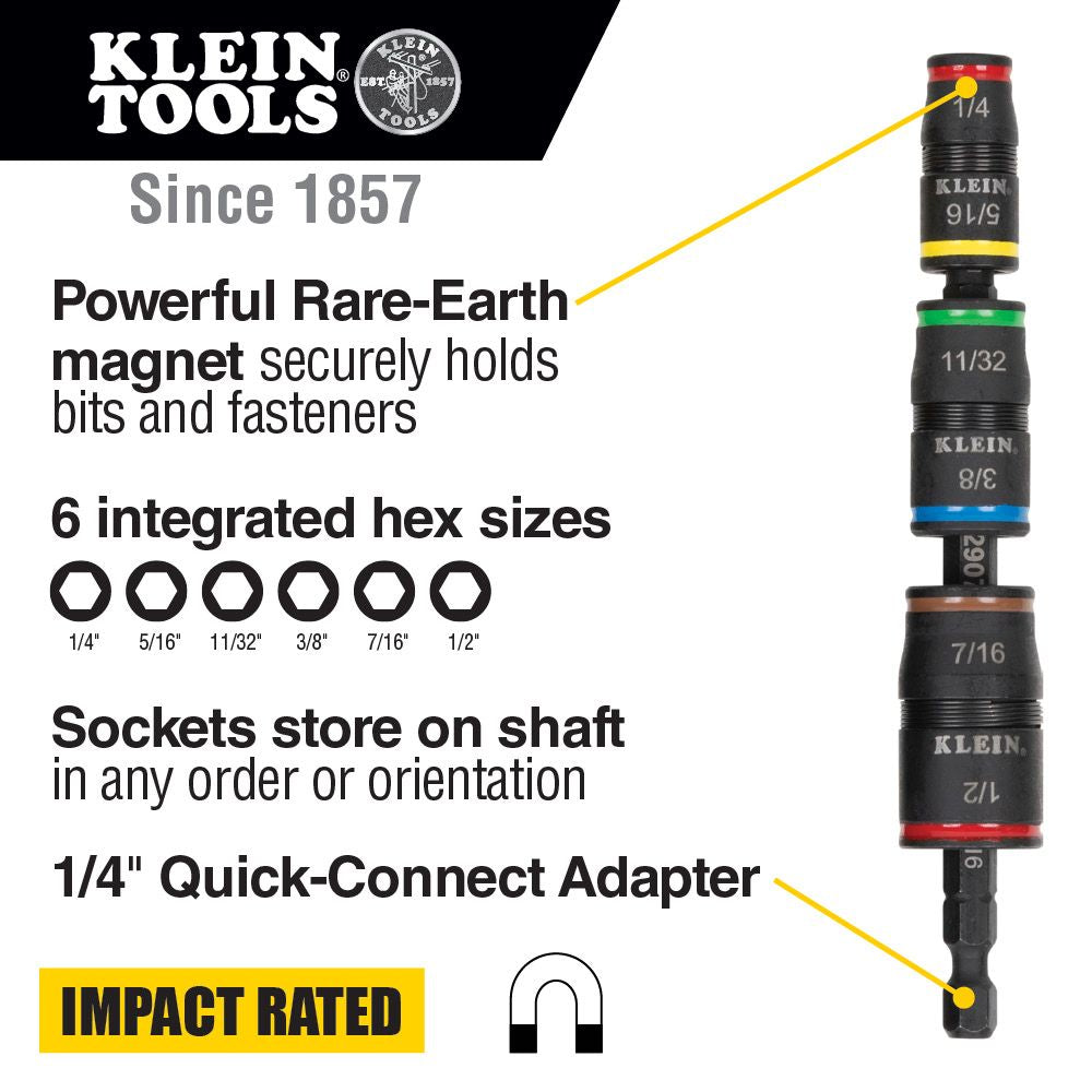 Klein 32907 7-in-1 Impact Flip Socket Set, No Handle - 2