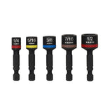 Klein Tools 32925S Magnetic Power Nut Setters, 2 Inch Shaft, SAE Hex, Impact-Rated (5 Piece)
