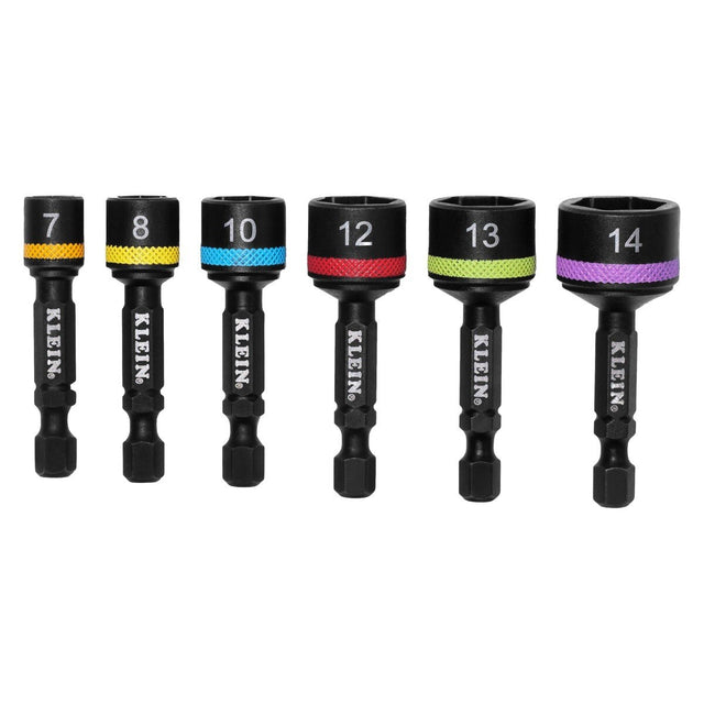 Klein Tools 32926SM Magnetic Impact Rated Power Nut Setter Set 2 Inch Shaft Metric (6 Piece Set)
