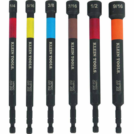 Klein 32930 Magnetic Color-Coded Power Nut Setters, 6-Piece Set