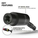 Klein Tools 32980 Impact Flip Socket Swivel Adapter, 25 Degree Swivel, 1/4 in. Hex - 2