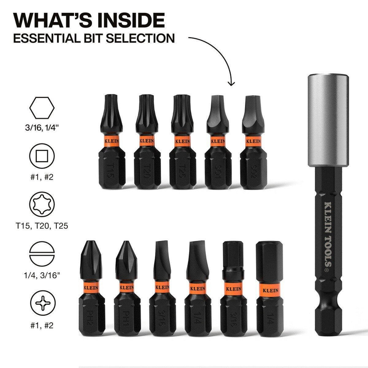 Klein Tools 33801S Slim ProFlex Impact Bit Set with Magnetic Bit Holder and Slim Case (12-Piece) - 2