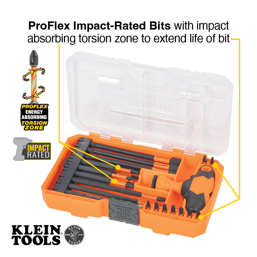 Klein 33804 ProFlex Impact-Rated Interchangeable Ratcheting T-Handle Set, 23-Piece - 3