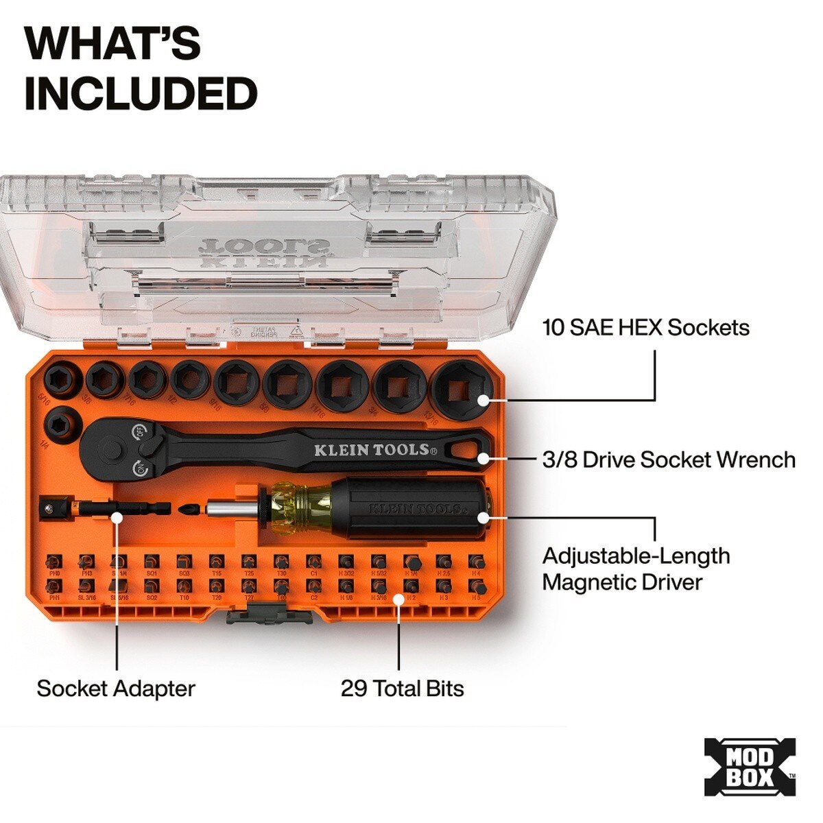 Klein Tools 33806 ProFlex Impact Driver Bit and Socket Set, SAE (43-Piece) - 2