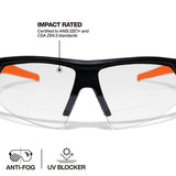 Klein Tools 3615 Bifocal Safety Glasses +2.00 Diopters Anti-Fog Clear Lens Wraparound Design (1 Pack) - 3