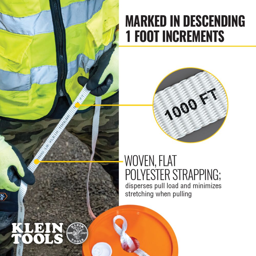 Klein 50122 Conduit Measuring Pull Tape, 1250-Pound x 2000' - 4