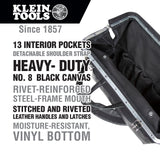 Klein 510218SPBLK Deluxe Black Canvas Tool Bag, 18" - 6