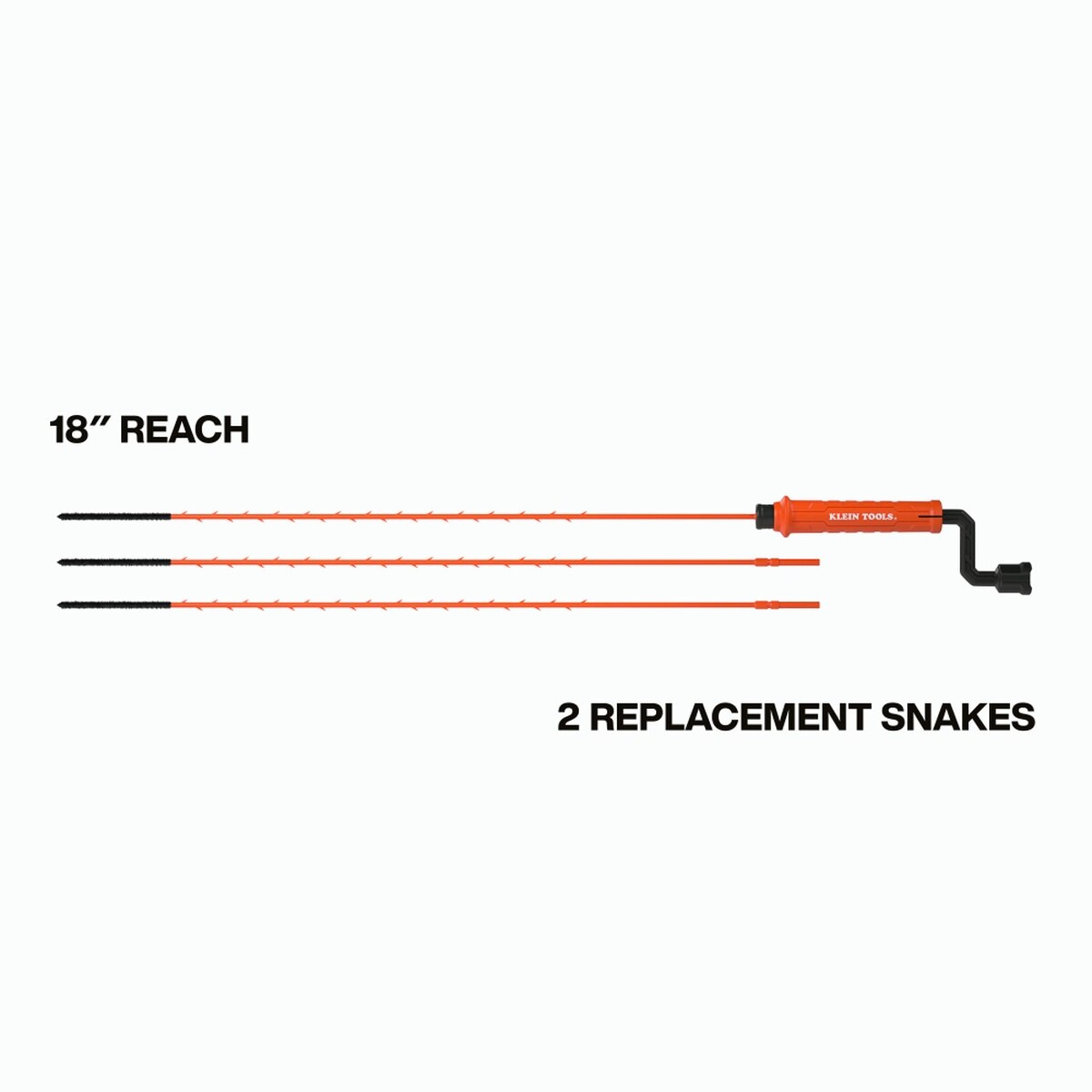 Klein Tools 53020 18 in. Drain Snake Auger with 360 Degree Pivot Handle for Clearing Sinks and Drains (3 Pack) - 6