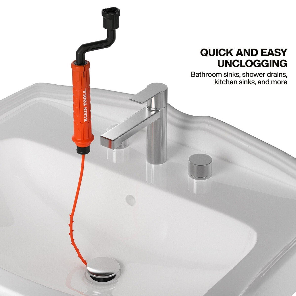 Klein Tools 53020 18 in. Drain Snake Auger with 360 Degree Pivot Handle for Clearing Sinks and Drains (3 Pack) - 7