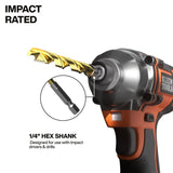 Klein Tools 53614 Titanium Drill Bit Set with 1/4 in. Hex Shank and MODbox Compatible Case (14 Piece) - 4