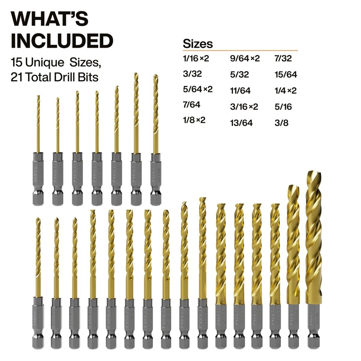 Klein Tools 53621 Titanium Drill Bit Set with 1/4 Inch Hex Shank and MODbox Compatible Case (21 Piece) - 2