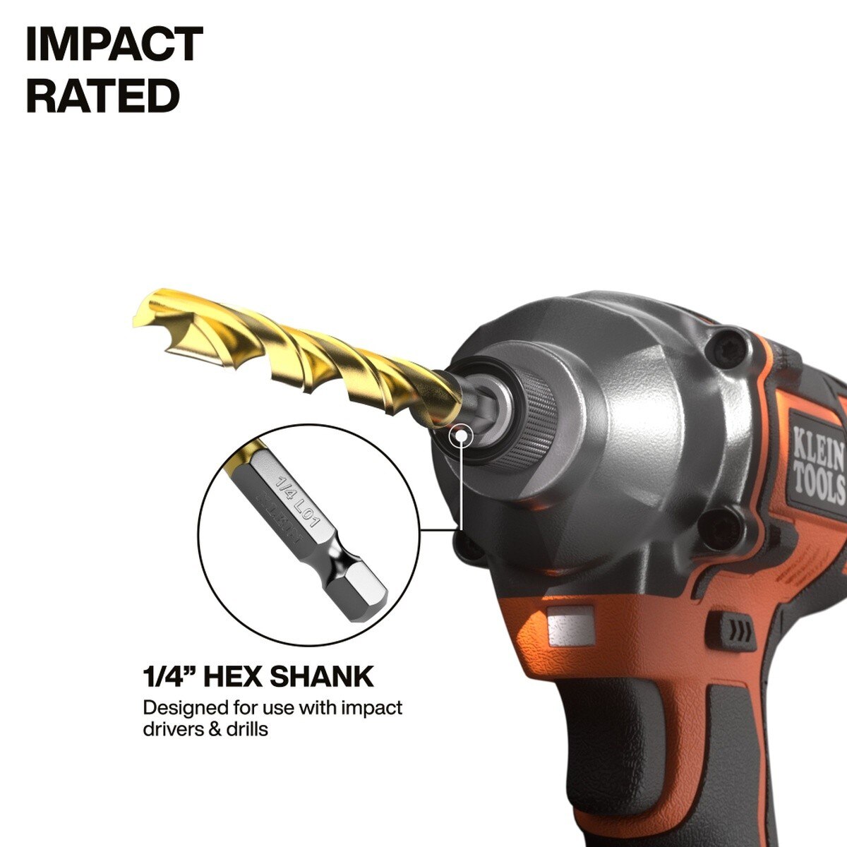 Klein Tools 53621 Titanium Drill Bit Set with 1/4 Inch Hex Shank and MODbox Compatible Case (21 Piece) - 4