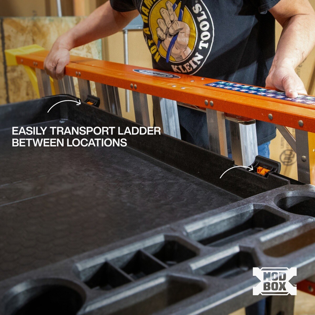 Klein Tools 54805MB MODbox Utility Cart Ladder Holder for Side Rail Storage (2 Piece) - 4