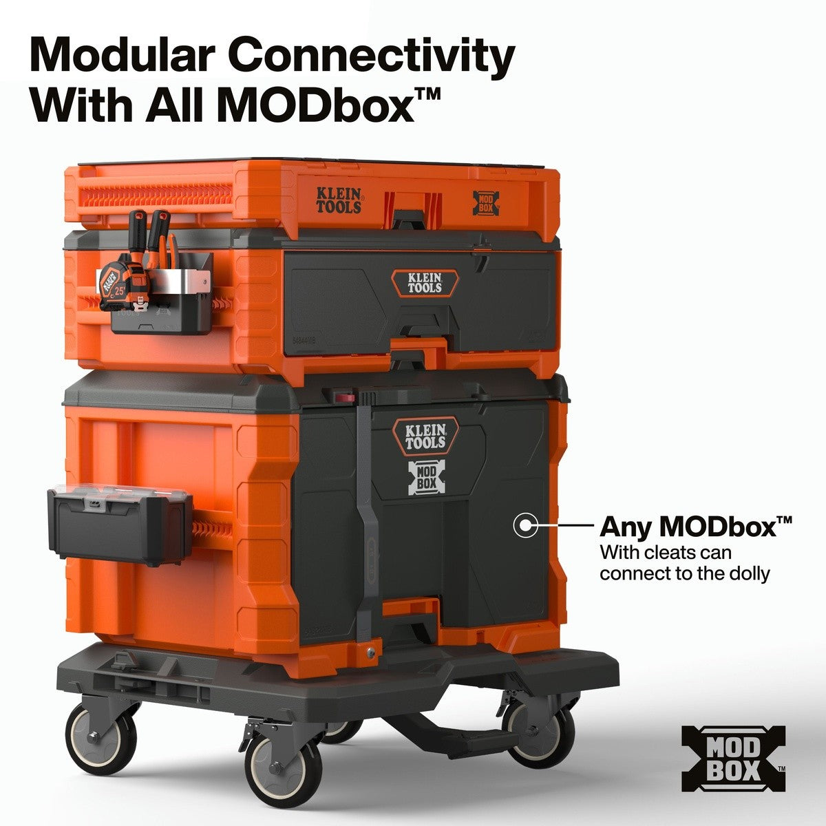 Klein Tools 54828MB MODbox 4-WheelInterlocking Caster Dolly with 4" Wheels and 250 lb Capacity - 2