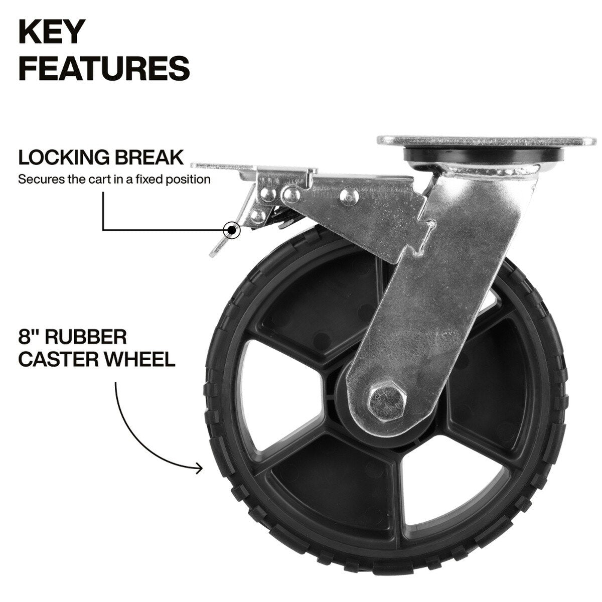 Klein Tools 54851MB MODbox Utility Cart 8 in. Replacement Caster Wheels with Locking Brake (4 Pack) - 2