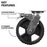 Klein Tools 54851MB MODbox Utility Cart 8 in. Replacement Caster Wheels with Locking Brake (4 Pack) - 2