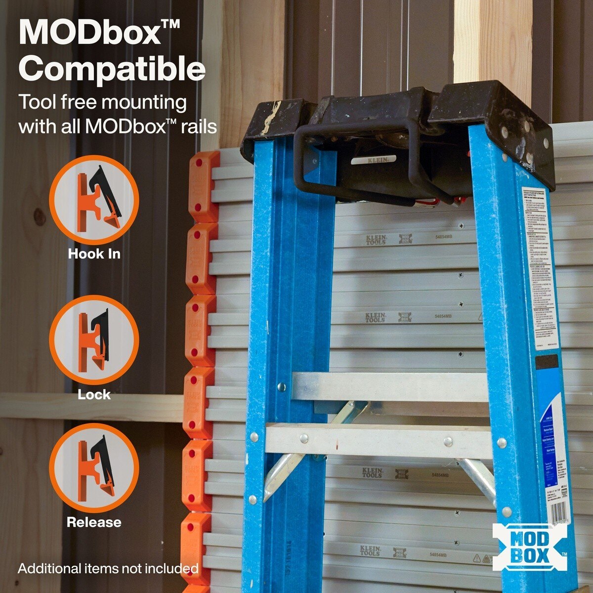 Klein Tools 54853MB MODbox Wall System XL Hook for Bulky Gear and Ladder Storage 25 lb Capacity - 5