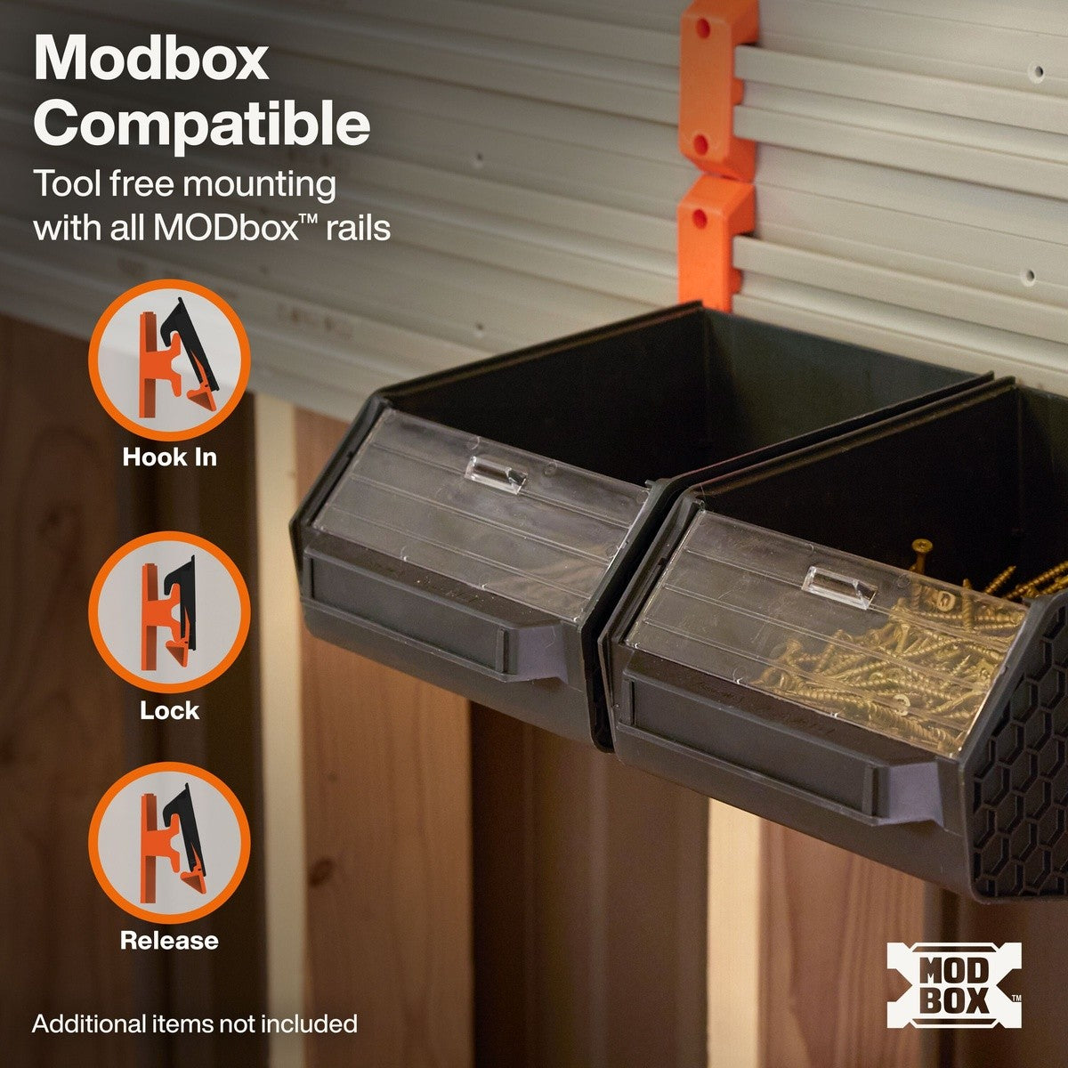 Klein Tools 54864MB MODbox Wall System Large Bin with Clear Window 12.04 x 8.02 x 5.28" (2 Pack) - 5
