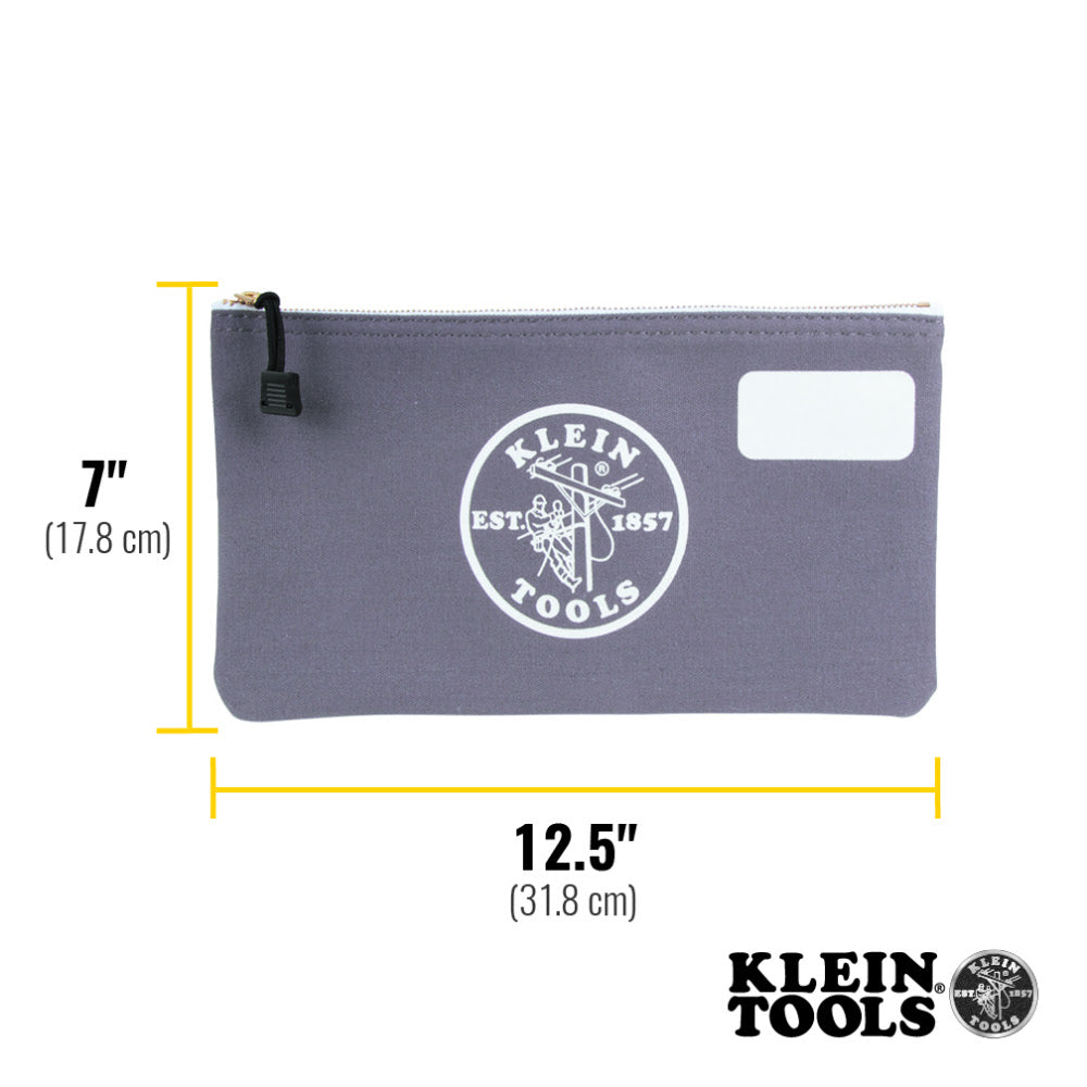 Klein 55578 Zipper Bag with Divider, Canvas Tool Pouch, 7", Gray - 2