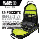 Klein Tools 55597 Tradesman Pro Tool Bag Backpack, 39 Pockets, Hi Viz, 20" - 7