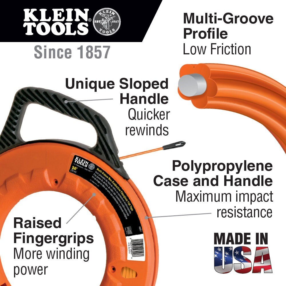 Klein 56059 Grooved Fiberglass Fish Tape 200-Foot - 5