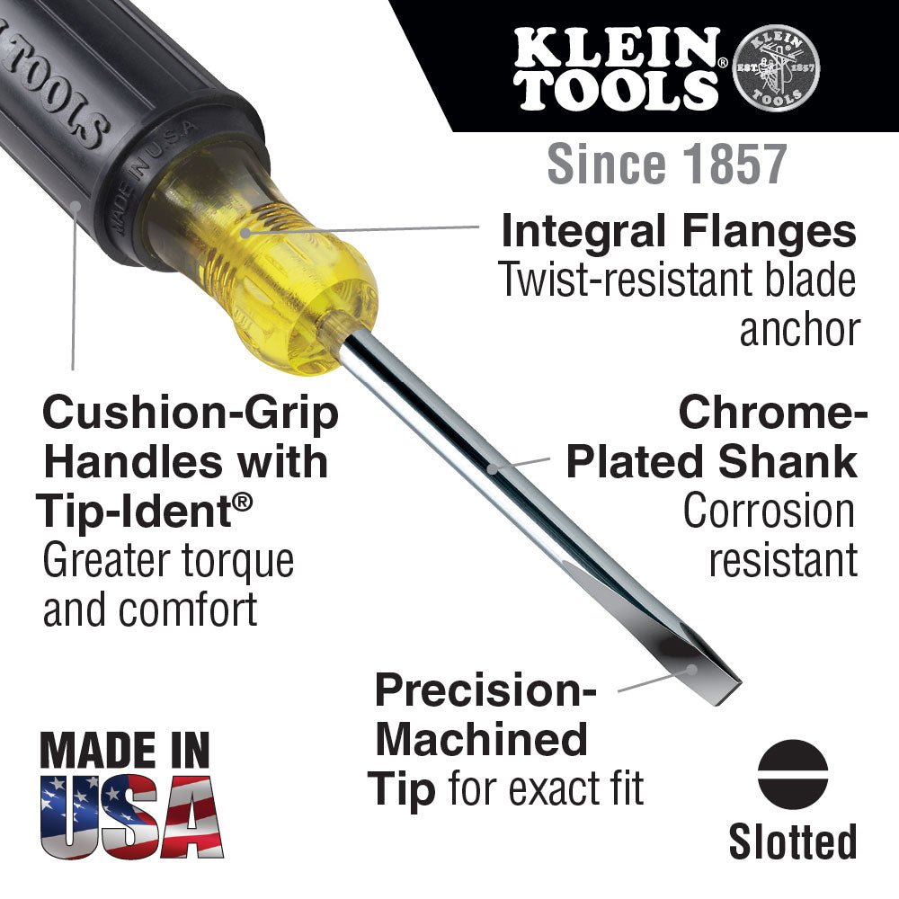 Klein Tools 600-6 5/16" Keystone Screwdriver 6" SQ Shank - 5