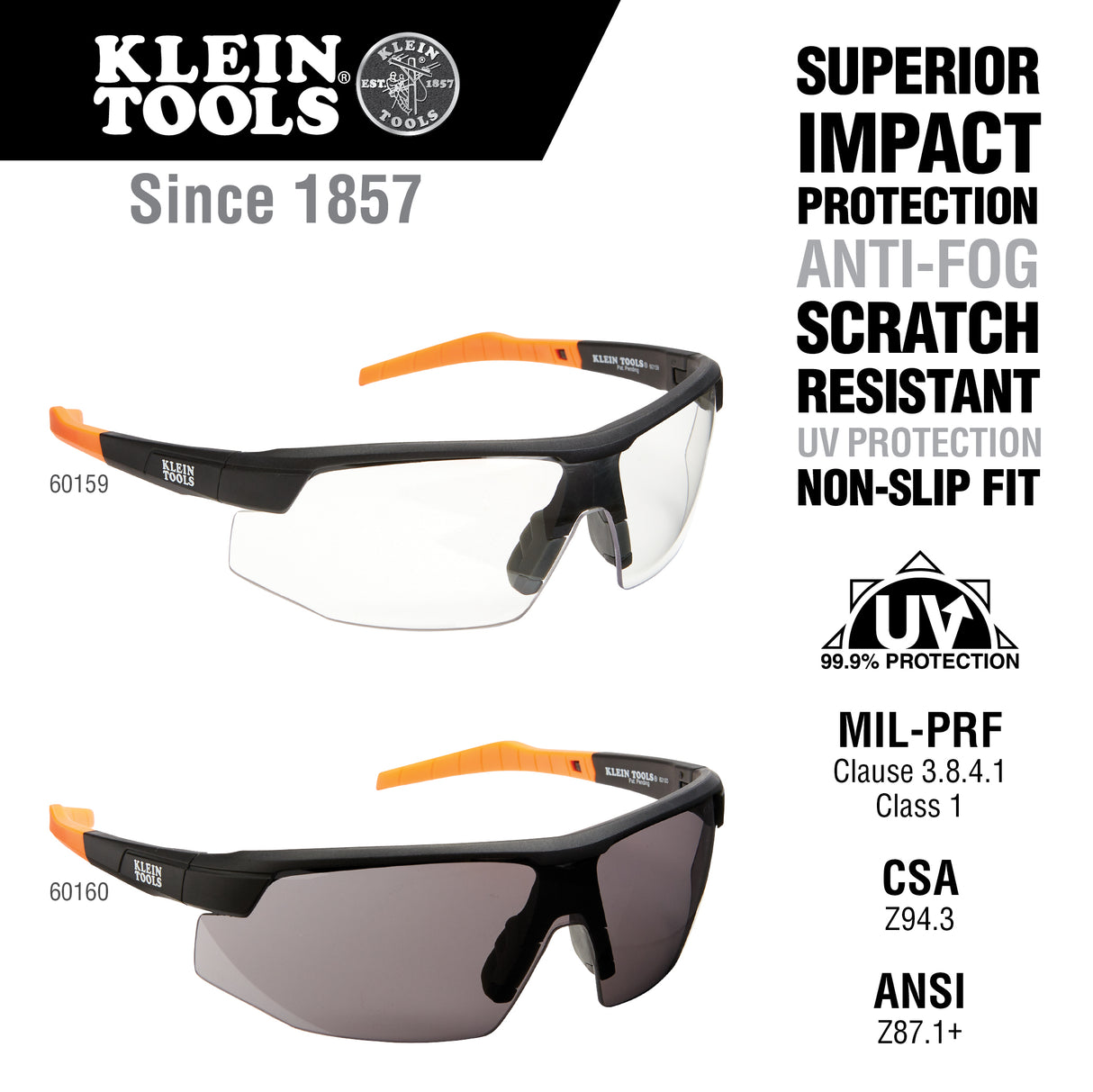 Klein 60159 Standard Safety Glasses, Clear Lens - 2