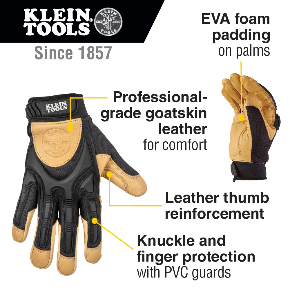 Klein Tools 60188 Leather Work Gloves, Large, Pair - 5