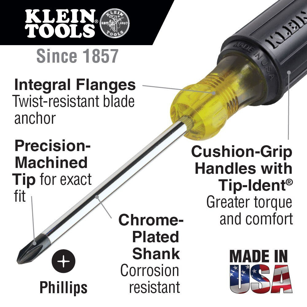 Klein 603-10 #2 Phillips Screwdriver 10" Round Shank - 2