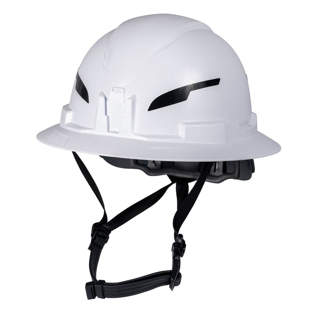 Klein 60400T2CND Class E Type 2 Non-Vented Full Brim Hard Hat with 4-Point Chin Strap White
