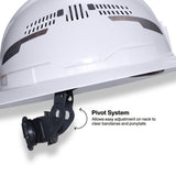 Klein 60401T2CND 13 x 12 x 7" Class C Type 2 Vented Full Brim White Hard Hat with Strap - 4