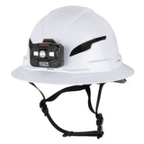 Klein Tools 60406T2RL Type 2 Non-Vented Full Brim Hard Hat with 300 Lumen Rechargeable Headlamp, White